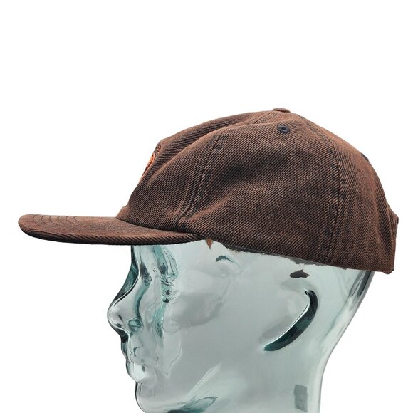 Vans Brown Denim Snapback Hat With Embroidered Orange Logo - Picture 7 of 12